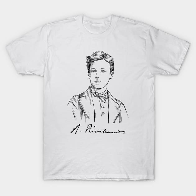 Arthur Rimbaud, French poet, Portrait, Signature T-Shirt by StabbedHeart